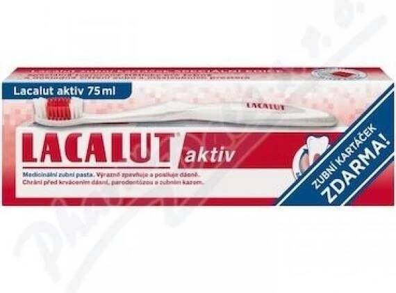 Lacalut Aktiv zubní pasta proti paradentóze 75 ml + zubní kartáček