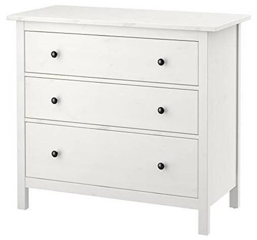 IKEA HEMNES Komoda se 3 zásuvkami, bílé mořidlo, 108x96 cm - Nábytek
