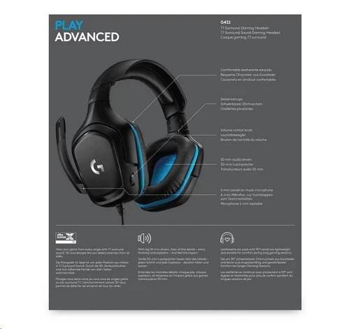 Logitech herní sluchátka G432 7.1 Wired