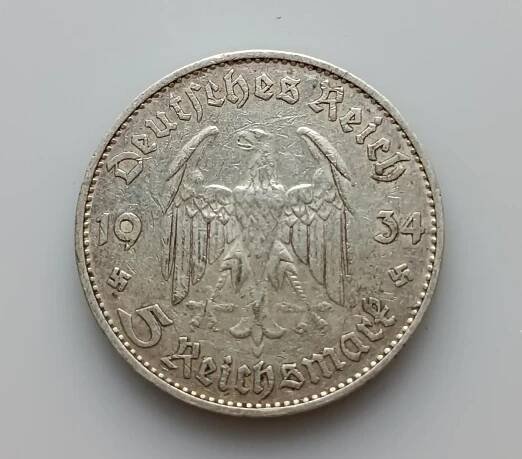 Německo 5 Marek 1934 Ag stříbro 0.900 (AG19)