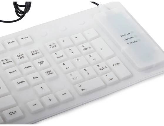 Klávesnice k PC kabelová silikonová SIL109B bílá