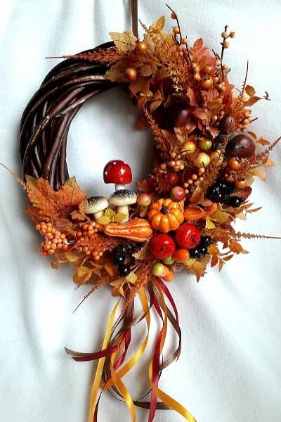 Autumn Leaves and Berries Wreath for Front Door