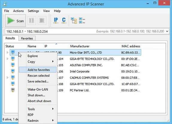 Advanced IP Scanner Screenshot 1