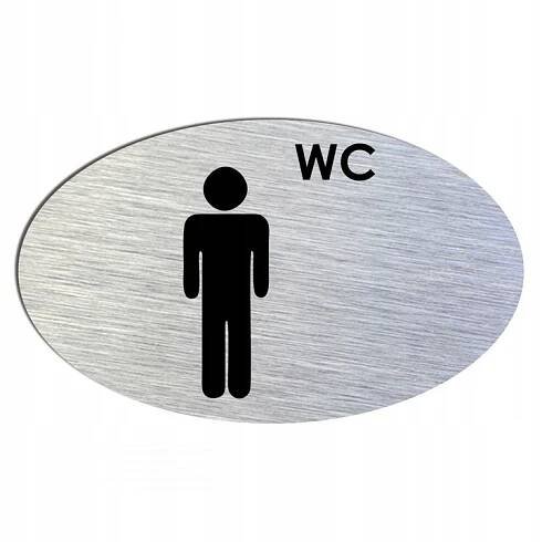Stříbrná cedulka ovál pánská WC 12x7,5 cm