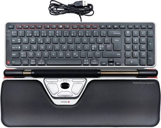 Contour Design RollerMouse RED wireless USB sada klávesnice a myše norská, QWERTY černá
