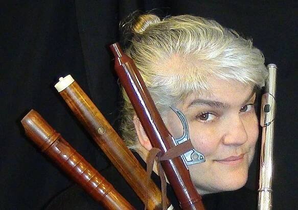 Kathleen and all her flutes.