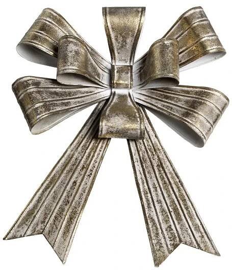 Mosazná antik kovová nástěnná dekorace mašle Bow - 30*9*43 cm Chic Antique