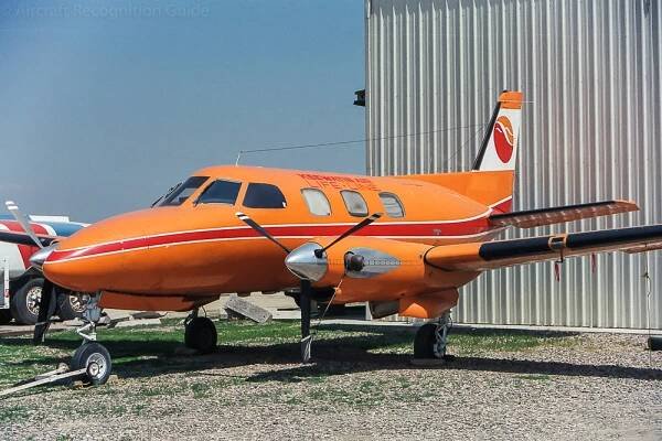 The Swearingen Merlin IIA clearly showing its mix of Beech Queen Air and Swearingen Merlin III elements.