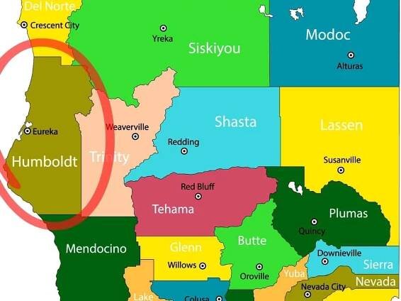 Humbolt County California Counties Map. - California Places, Travel, and News.