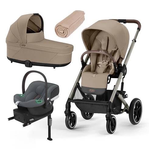 Cybex Zvýhodněný set Gold Balios S Lux 2023 + Carry Cot S Almond Beige + Aton B2 i-Size Grey + Deka | DetskyDum.cz
