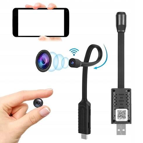 MIKRO ŠPIONÁŽNÍ WIFI KAMERA PRO SMRTFON, USB KONEKTOR 1080P HD NOČNÍ VIDĚNÍ