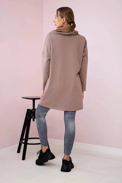 Oversize tunika v zavinovacím stylu model 0017 barva mocca