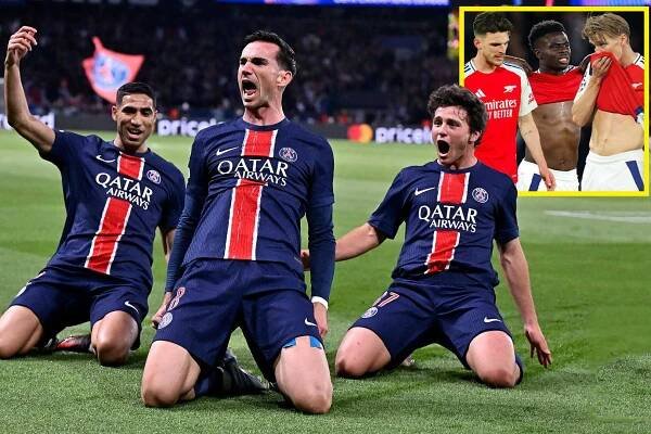 Arsenal suffer Champions League heartache as Paris Saint-Germain's Ballon d'Or contender breaks impressive record