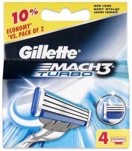 GILLETTE Mach3 Turbo hlavice 4 ks 189 Kč