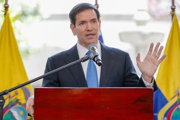 US Secretary of State Marco Rubio speaks at a press conference at the Carondelet Palace in Quito, Ecuador Sep 04, 2025. EFE/Jose Jacome
