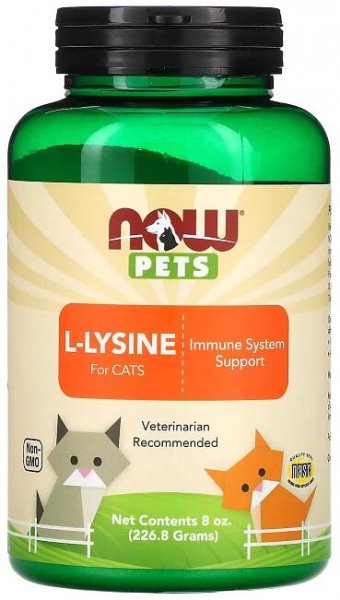NOW Foods, Domácí mazlíčci, L-lysin pro kočky, 226,8 g 