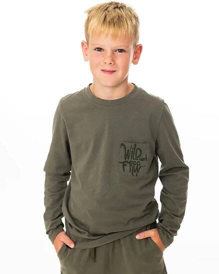 Chlapecké tričko s dlouhým rukávem Pocket Olive