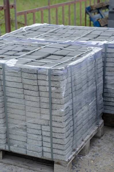 A brick pallet on the floor
