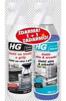 HG Čistič na trouby a grily + HG čistič skla a zrcadel 500ml+500ml
