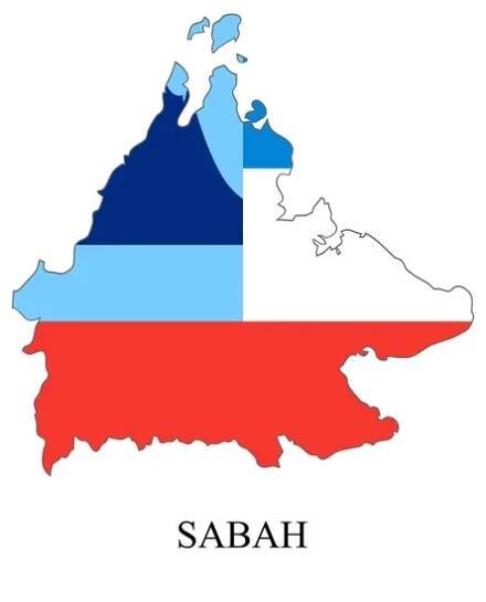 Sabahova mapa vektorové ilustrace. Malajské město. Stát v Malajsii. Borneo — Ilustrace