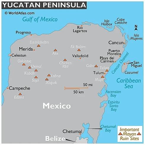 Yucatan peninsula map