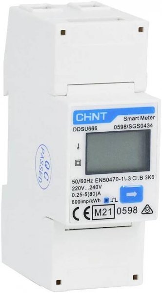 Chint G DDSU666 220/230V 5(80)A RS485 2P MID digitální jednofázový elektroměr, úředně schválený: Ano, 1 ks