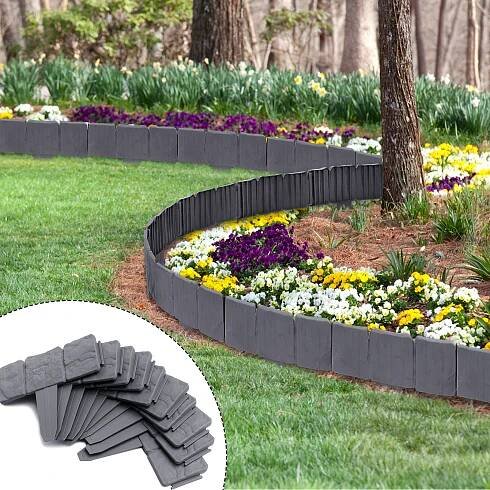 NAIZY Lawn Edge Plastic 15m Stone Optics Garden Border made of Polypropylene, Mowing