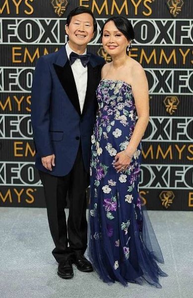Ken Jeong and Tran Jeong attend the 75th Primetime Emmy Awards at Peacock Theater on January 15, 2024 in Los Angeles, California