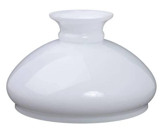 Skleněné stínítko 617 na petrolejovou lampu spodní průměr 275 mm bílý