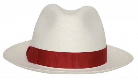 Panamský klobouk - střední krempa od Borsalino - Medium-brimmed Fine Panama - červená stuha - Carlsbad Hat Co.