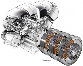 EMC hybrid engine, Cutaway to show the modular configuration.