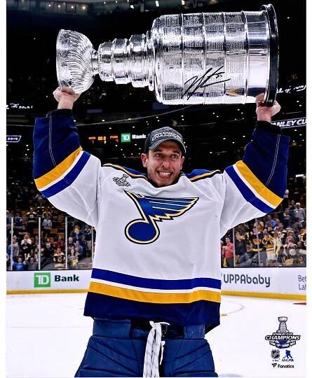 Autographed St. Louis Blues Jordan Binnington Fanatics Authentic 16" x 20" 2019 Stanley Cup Champions Raising Cup Photograph