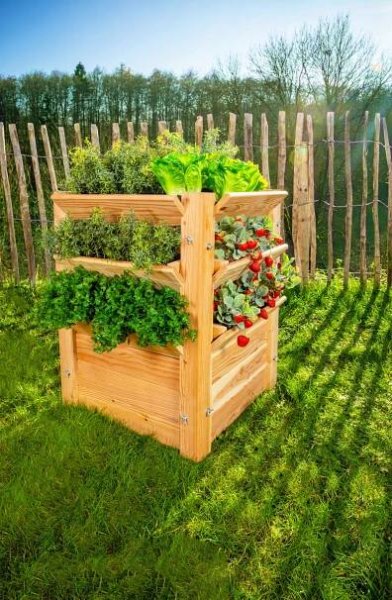VYVÝŠENÝ ZÁHON   - barvy modřínu, Basics, dřevo (65/73/65cm)