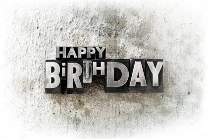 Download - The words "Happy Birthday" written in old vintage letterpress type. — Stock Image