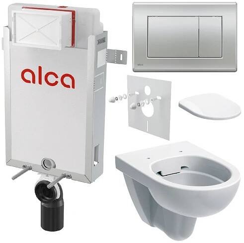 Alcadrain Set modulu k zazdění, Geberit WC, sedátka a tlačítka M272, chrom mat KAE083