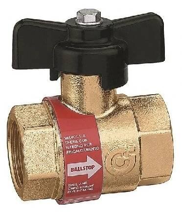 BALLSTOP - Kulový ventil 1/2" MOTÝL s integrovanou zpětnou klapkou 110°C