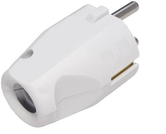 Konektor síťový 250V/16A, samec, CEE 7/7, na kabel, bílý (910.200)