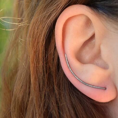 Palidou | Arc ear climber with lines silver 925