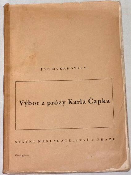 Mukařovský Jan - Výbor z prózy Karla Čapka