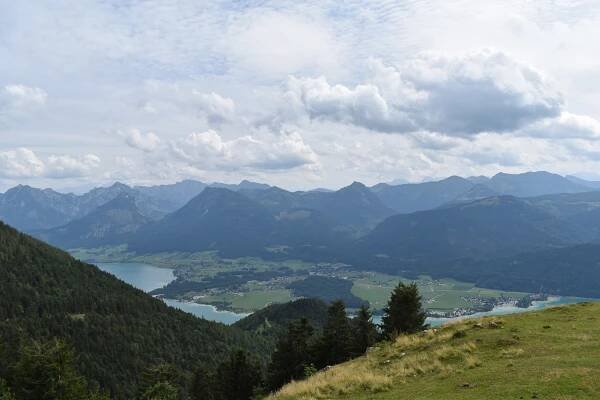 Panorama ze Schafbergu na Wolfgangsee