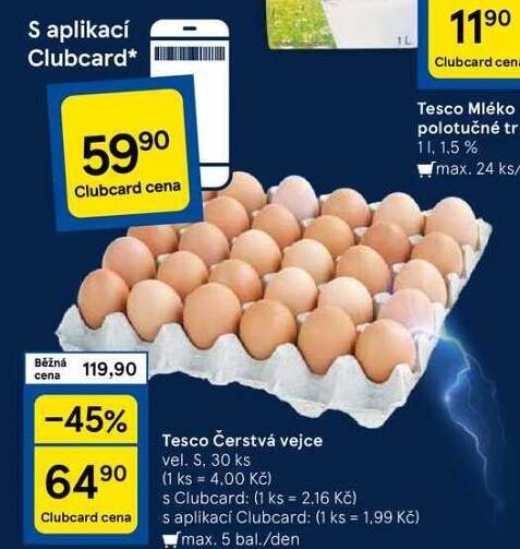Tesco Čerstvá vejce vel. S, 30 ks 