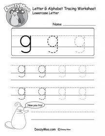 Lowercase Letter "g" Tracing Worksheet