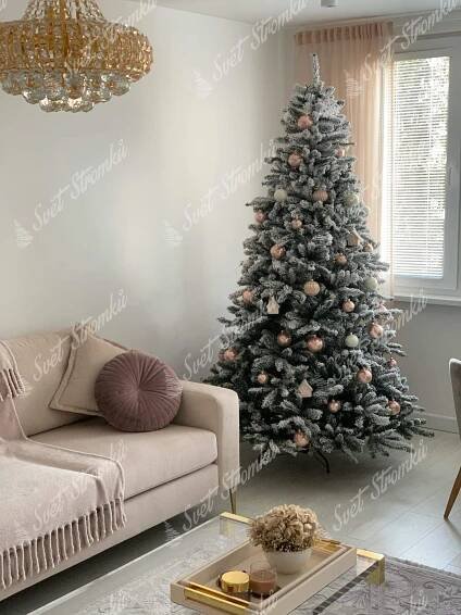 a living room with a christmas tree next to a couch and coffee table in front of a window