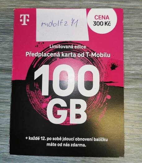 T-mobile 100GB datová karta, nabito 100 Kč kredit - Mobily a chytrá elektronika