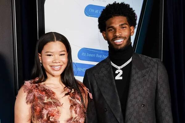 Storm Reid and Shakur Sanders attend the Stage 6 and Screen Gems world premiere f "Missing" at Alamo Drafthouse Cinema Downtown Los Angeles on January 12, 2023 in Los Angeles, California.