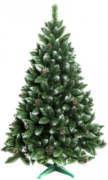 TopKing Vánoční stromeček borovice s šiškami 120 cm diamantová - stříbrné krystalky, nehořlavý