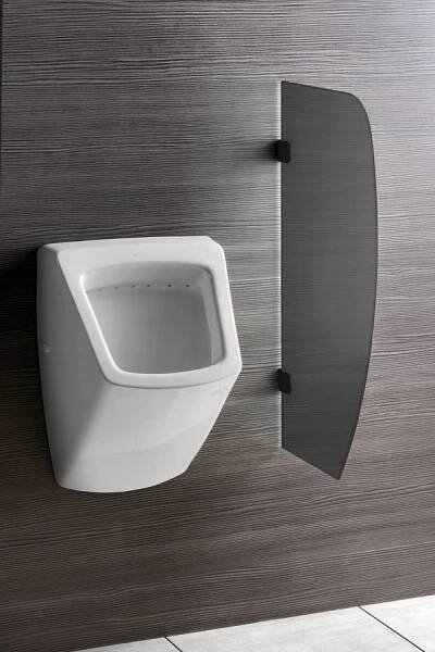 SAPHO - Dělící stěna mezi urinály 40x80 cm, tmavé sklo, černá mat (2502-06)