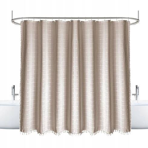 Voděodolný pruhovaný sprchový curtain 183x183 cm, se střapcem