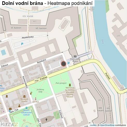 Mapa Dolní vodní brána - Firmy v ulici.