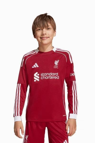 Dětský domácí dres s dlouhým rukávem Adidas Liverpool FC 25/26 červený